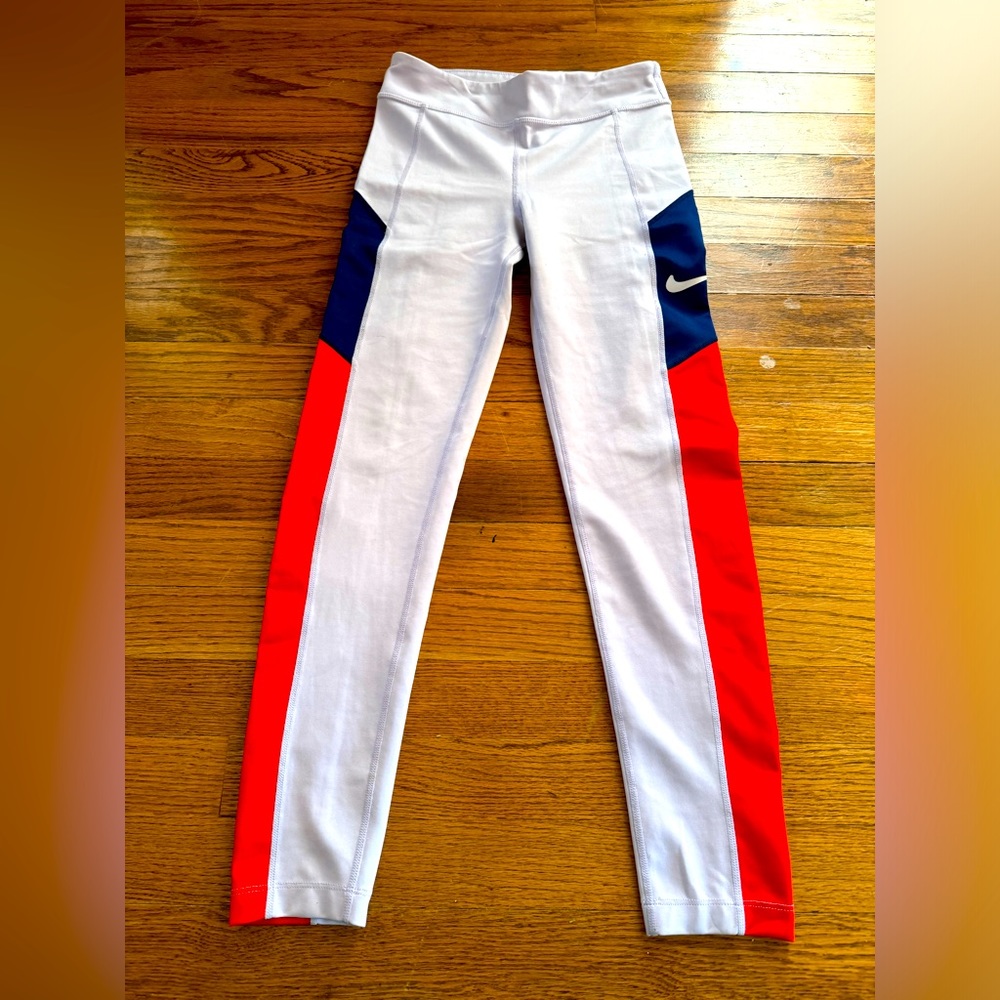 Nike One girls Large L Dri-fit Mid-Rise 7/8 Color-Block Leggings